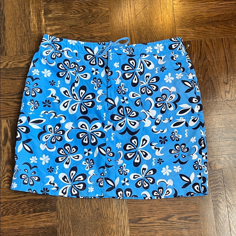 Floral Blue Mini Skirt